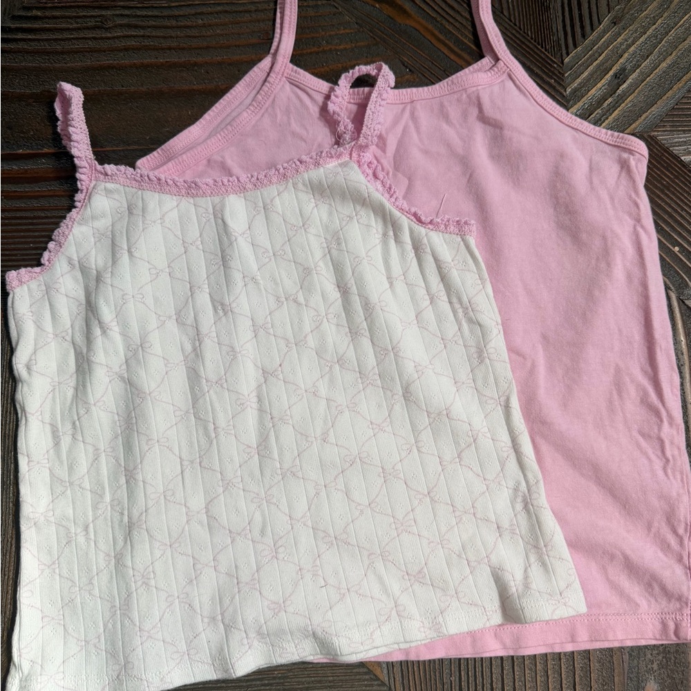 Little Me Pink and White Tank Tops